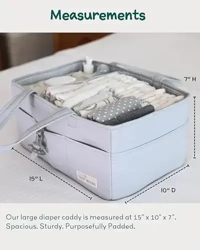Lily Miles Diaper Caddy Organizer with 8 Pockets, Wipeable Baby Caddy Basket for Diapers and Wipes, Baby Registry Favorites, Nursery Tote Bag for Changing Table or Car (Heather Grey, Large) - 5