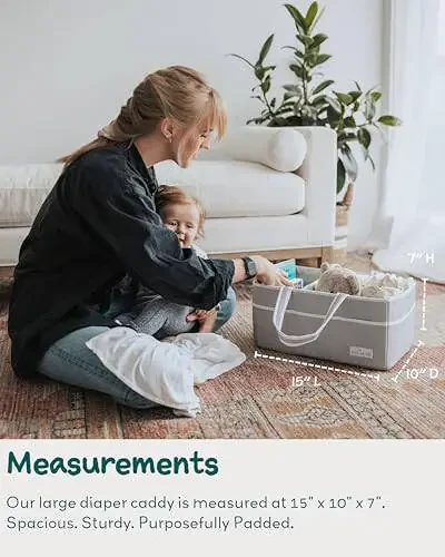 Lily Miles Baby Diaper Caddy - Large Organizer Tote Bag for Newborn essentials Boy or Girl - Baby Shower Basket - Nursery Must Haves - Registry Favorites - Newborn Caddie Car Travel - 3