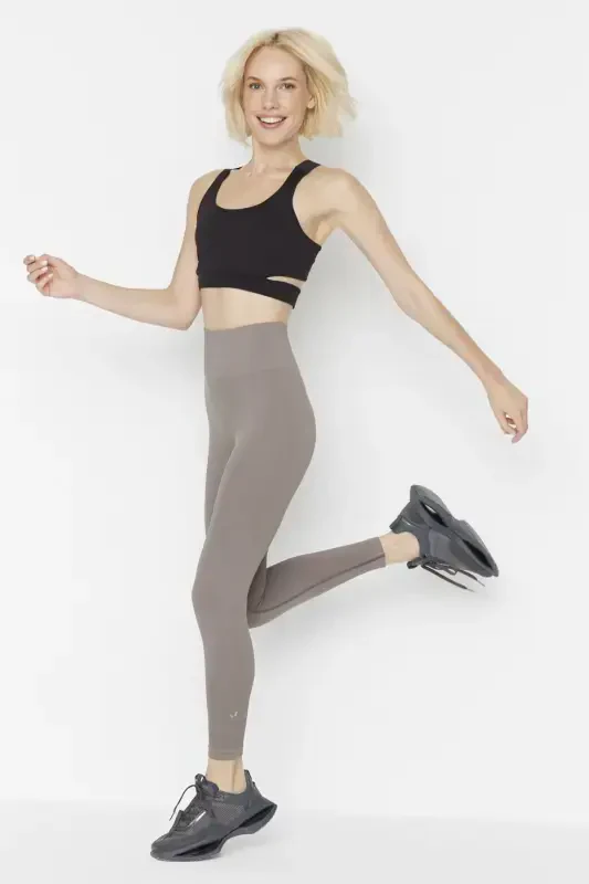 Lily - Mink Color High Waist Shaping Leggings-Mink - 2