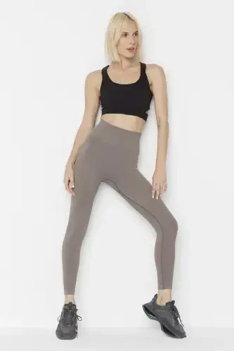 Lily - Mink Color High Waist Shaping Leggings-Mink - 3