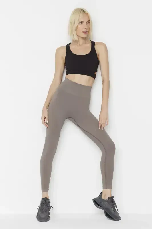 Lily - Mink Color High Waist Shaping Leggings-Mink - 3