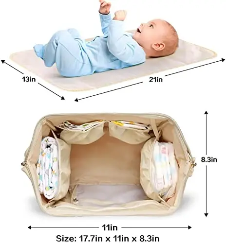 LIMHOO 3 in 1 Diaper Bag Backpack, Multifunction Large Baby Bags with Changing Pad & Stroller Straps, Waterproof Nappy Bag for Mom Baby Care (Rainbow) - 6