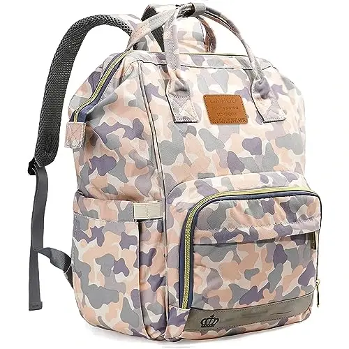 LIMHOO Diaper Bag Backpack for Men Dad, Waterproof Large Canvas Camo Nappy Bags, Baby Care Bag (New Camouflage) 