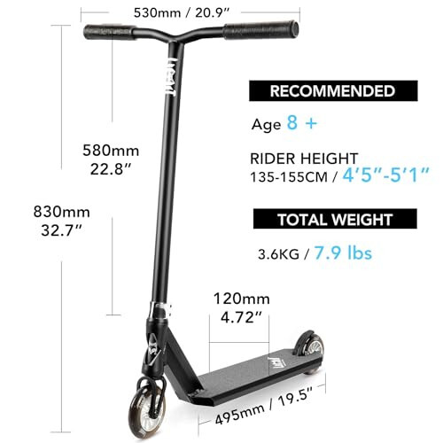 Limit LMT66 Pro Dublör Skuteri - 6 Yoshdan Boshlab Bolalar Uchun Eng Yaxshi Hila Skuterlari - O'smirlar, O'g'il Bolalar Va Qizlar Uchun O'rta Va Boshlang'ich Darajadagi To'liq Freestyle BMX Ko'cha Skuteri - Limit (1)