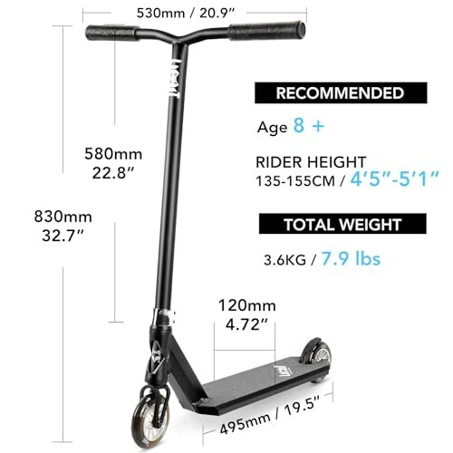Limit LMT66 Pro Stunt Scooter - Best Trick Scooters for Kids 6 Years and Up - Intermediate and Beginner Complete Freestyle BMX Street Scooter for Teens Boys and Girls - Limit (1)