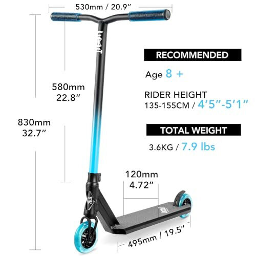 Limit LMT66 Pro Stunt Scooter - Bolalar uchun 6 yoshdan katta eng yaxshi hiyla skuterlari - o'smir o'g'il va qizlar uchun boshlang'ich va oraliq to'liq freestyle BMX ko'cha skuteri - Limit (1)