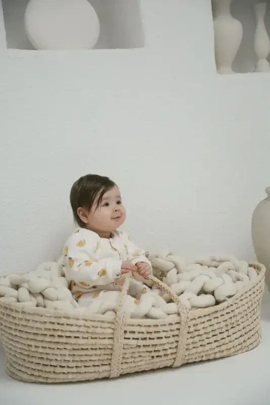 Limon Desenli Organik Kaşkorse Bebek Tulum-Sarı - 2