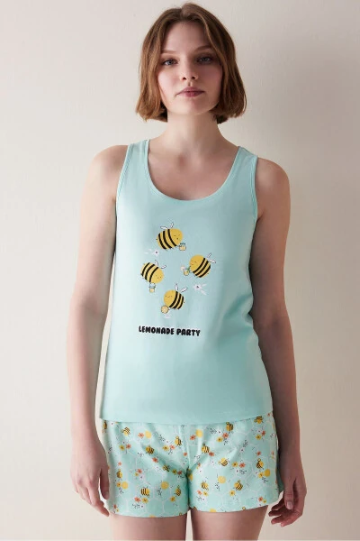 Lemonade Party Mint Şortlu Pijama Takımı - Modazone