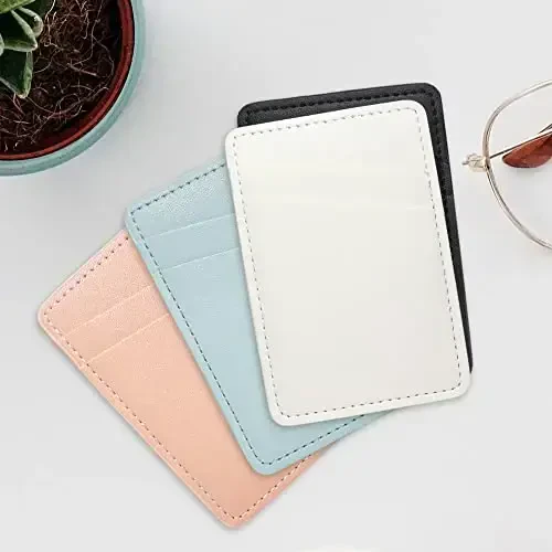 Limvory Phone Wallet Stick On, Leather Phone Card Holder, Credit Card Holder for Phone Case - Pink, Blue - 3