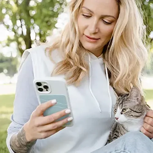 Limvory Phone Wallet Stick On, Leather Phone Card Holder, Credit Card Holder for Phone Case - Pink, Blue - 7