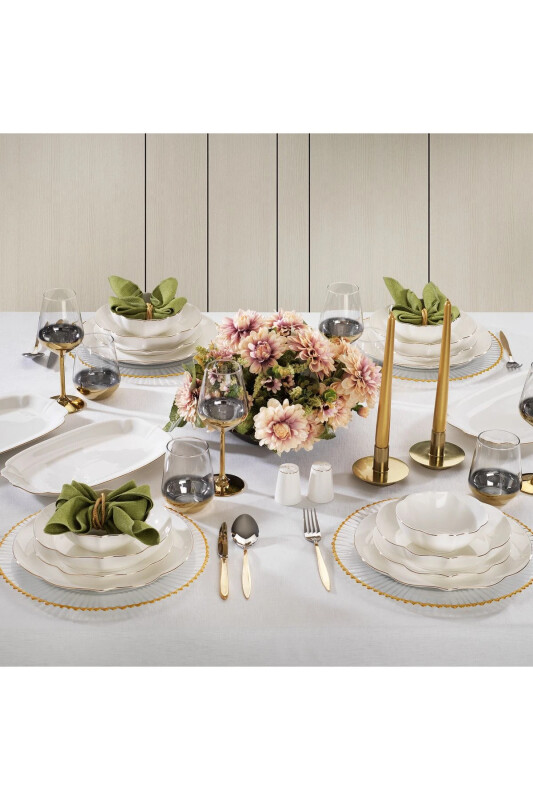 Lina Bone Dinner Set 56 Pieces - Gold - SCHAFER