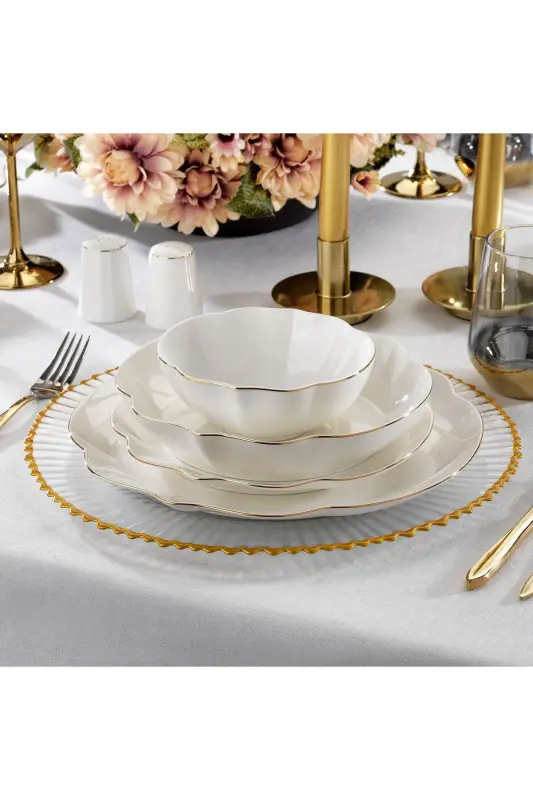Lina Bone Dinner Set 56 Pieces - Gold - 4
