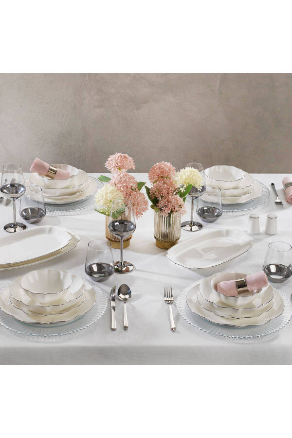 Lina Bone Dinner Set 56 Pieces - Platinum - 1