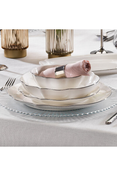 Lina Bone Dinner Set 56 Pieces - Platinum - 2