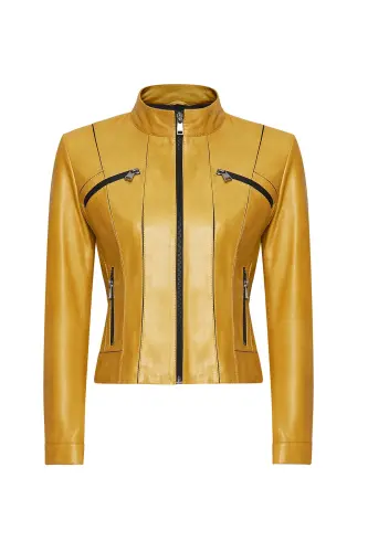 Linda Kadın Sarı Kısa Deri Ceket 24WGD5200U4 - LEMON - 1