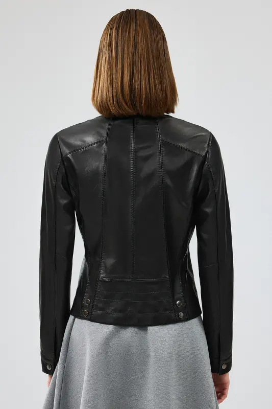 Linda Kadın Siyah Kısa Deri Ceket 24WGD5200U4 - Siyah - 7