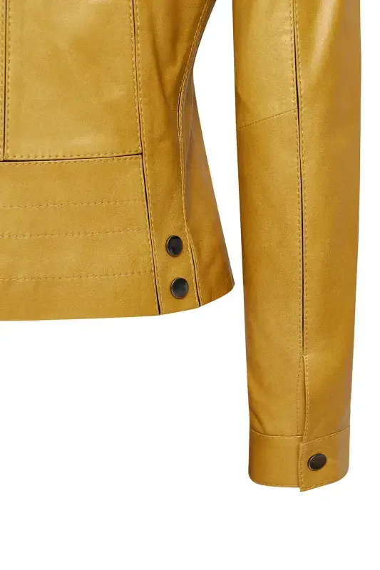 Линда Женский Желтый Короткий Кожаный Жакет 24WGD5200U4-LEMON - 3