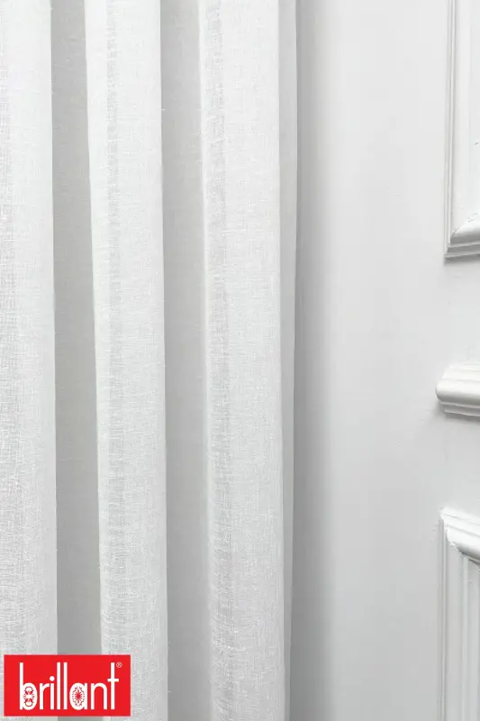 Linen 1/2 Seldom Pleated Non-Iron Wrinkle-Free Plain Tulle Curtain-Ecru - BRILLANT