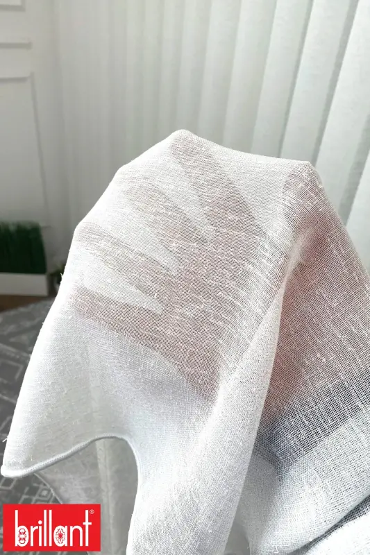 Linen 1/3 Tight Pleated Non-Iron Wrinkle-Free Plain Tulle Curtain-Ecru - 5