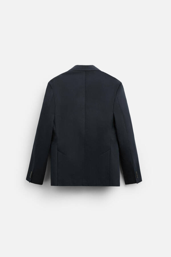 Linen and cotton suit, double-breasted blazer, navy blue. - 6