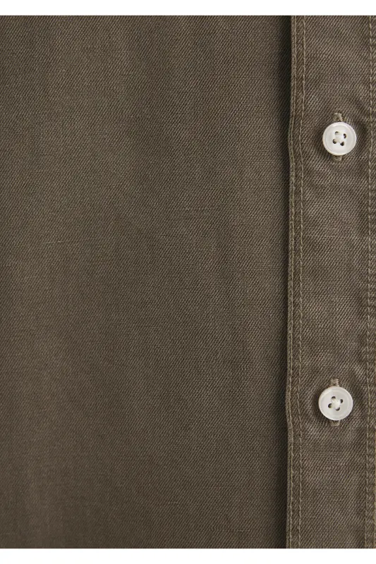 Linen Blend Brown Tencel Shirt Regular Fit - 6