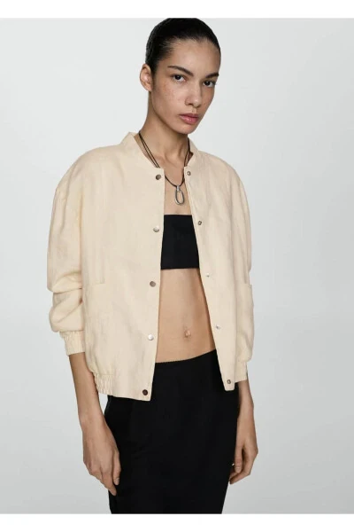 Linen Blend Buttoned Blazer - 1