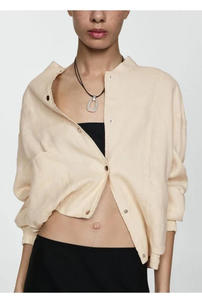 Linen Blend Buttoned Blazer - 5