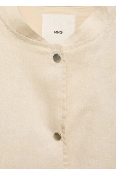 Linen Blend Buttoned Blazer - 8