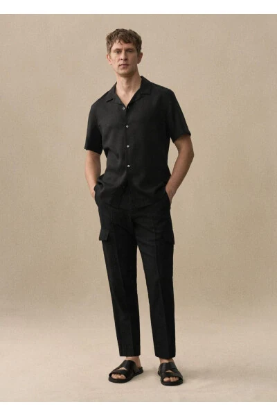 Linen Blend Cargo Pants - 2