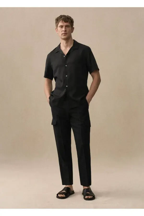 Linen Blend Cargo Pants - 2