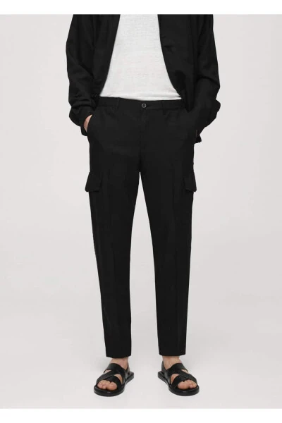 Linen Blend Cargo Pants - 3