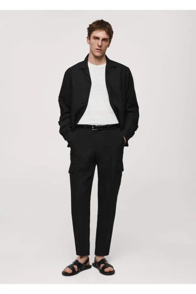 Linen Blend Cargo Pants - 4