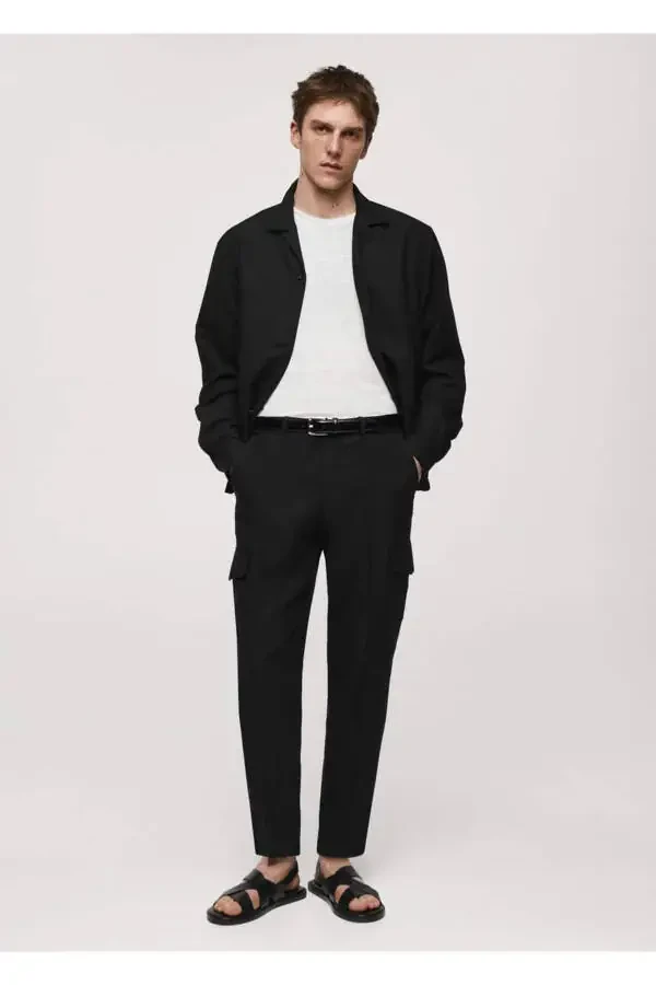 Linen Blend Cargo Pants - 4