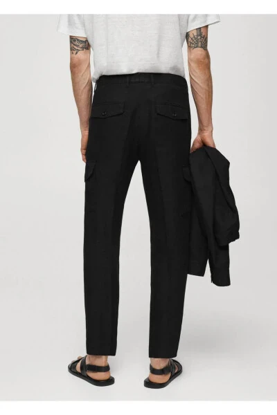 Linen Blend Cargo Pants - 6