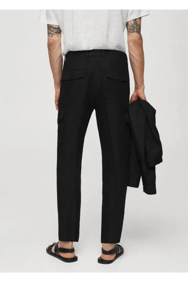 Linen Blend Cargo Pants - 6