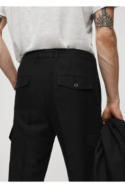 Linen Blend Cargo Pants - 7