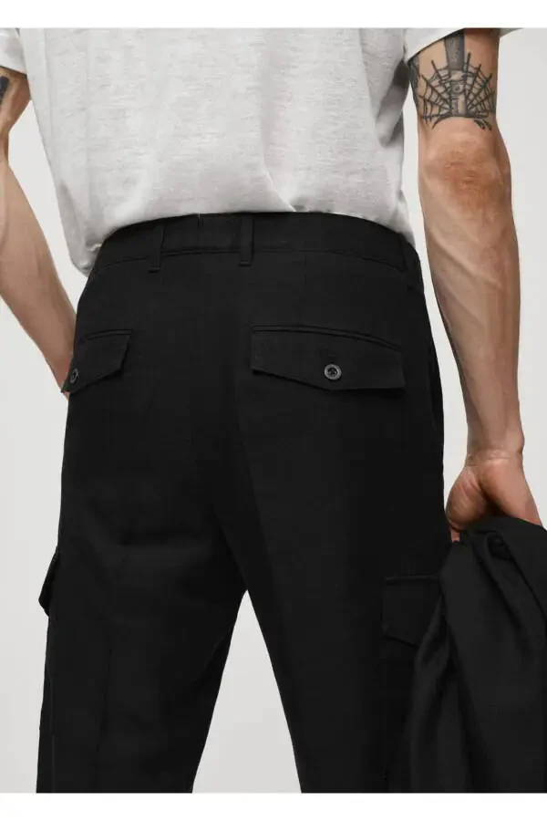 Linen Blend Cargo Pants - 7