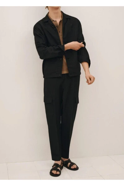 Linen Blend Cargo Pants - 8