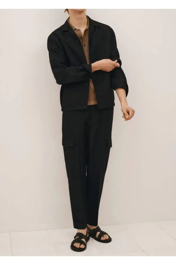 Linen Blend Cargo Pants - 8