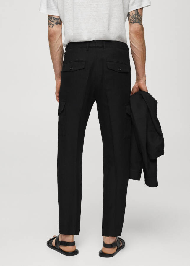 Linen blend cargo pants - 4