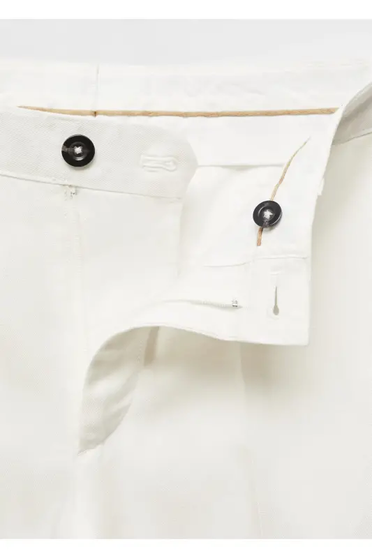 Linen Blend Cargo Trousers - Off White - 6