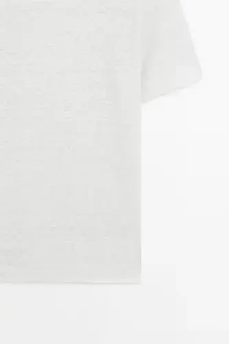 Linen-blend contrast knit t-shirt-GRAY - 7