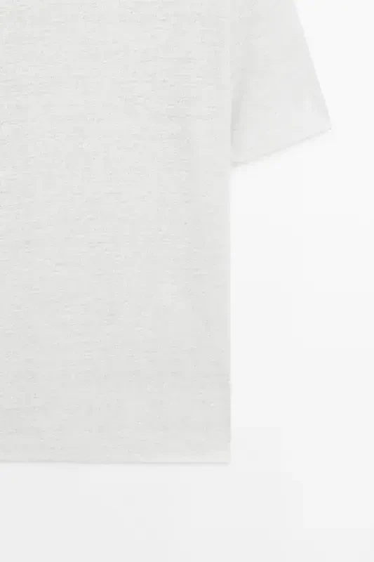 Linen-blend contrast knit t-shirt-GRAY - 7