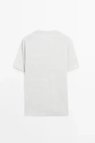 Linen-blend contrast knit t-shirt-GRAY - 8