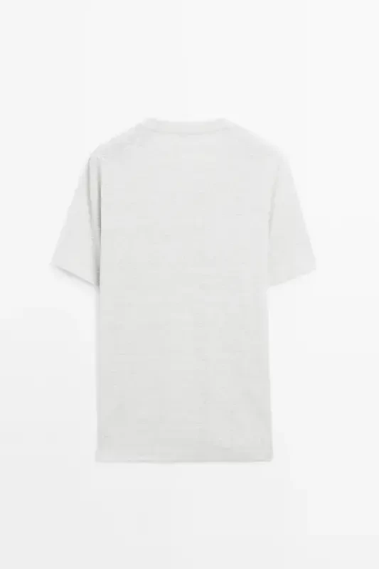 Linen-blend contrast knit t-shirt-GRAY - 8