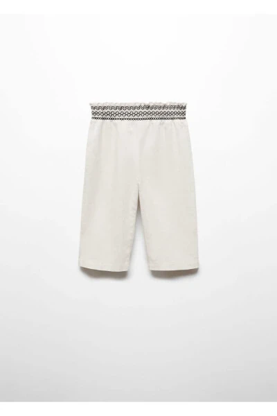 Linen Blend Elastic Waist Pants - MANGO BABY (1)