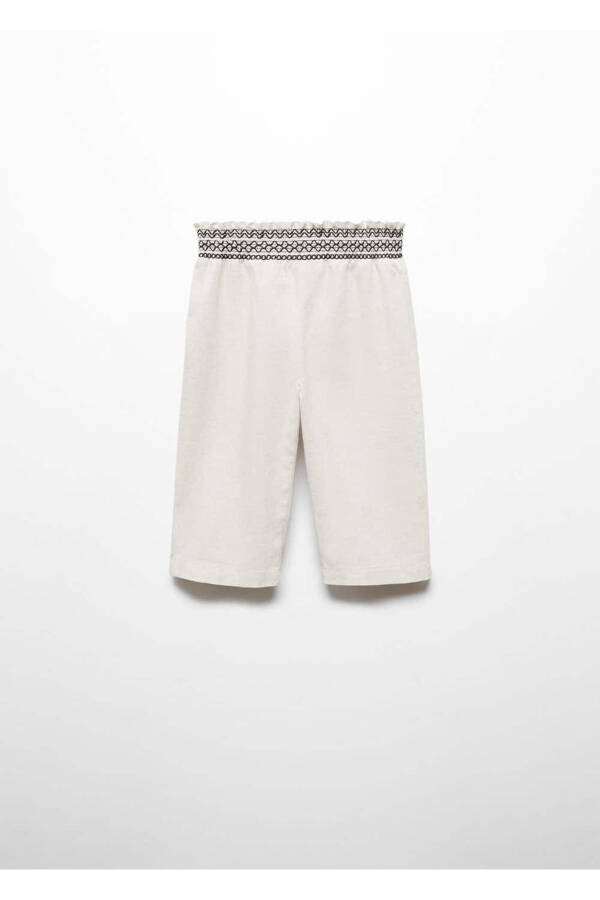 Linen Blend Elastic Waist Pants - 2