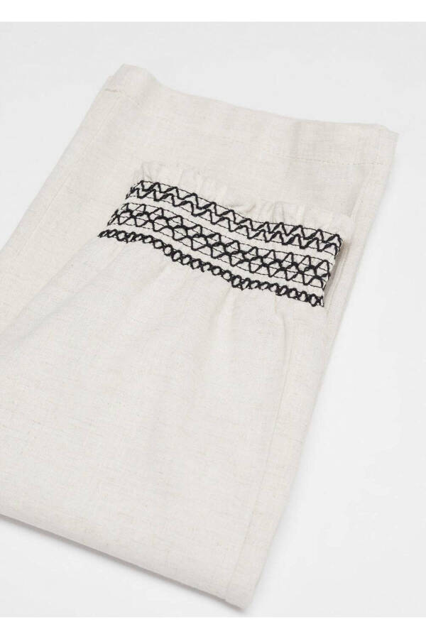 Linen Blend Elastic Waist Pants - 5