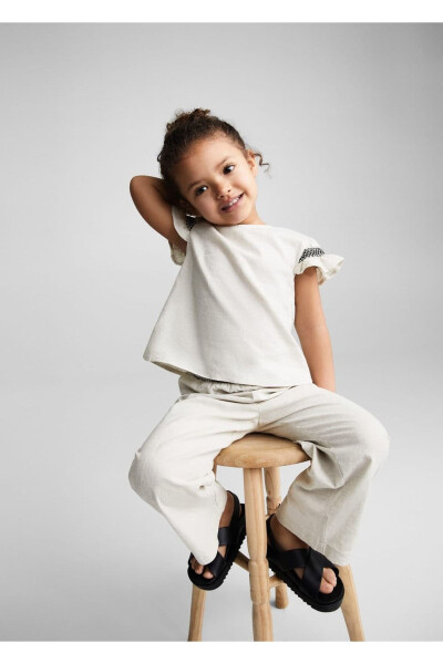 Linen Blend Elastic Waist Pants - 6