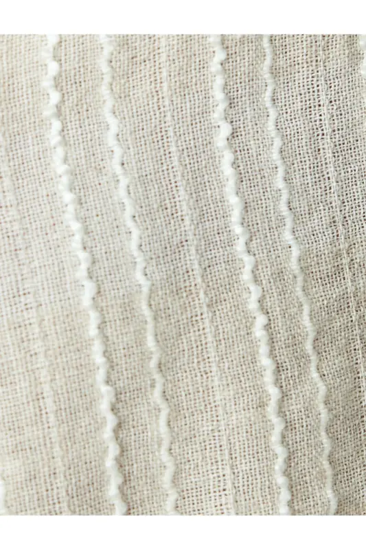 Linen Blend Long Sleeve Buttoned Textured Mandarin - 6